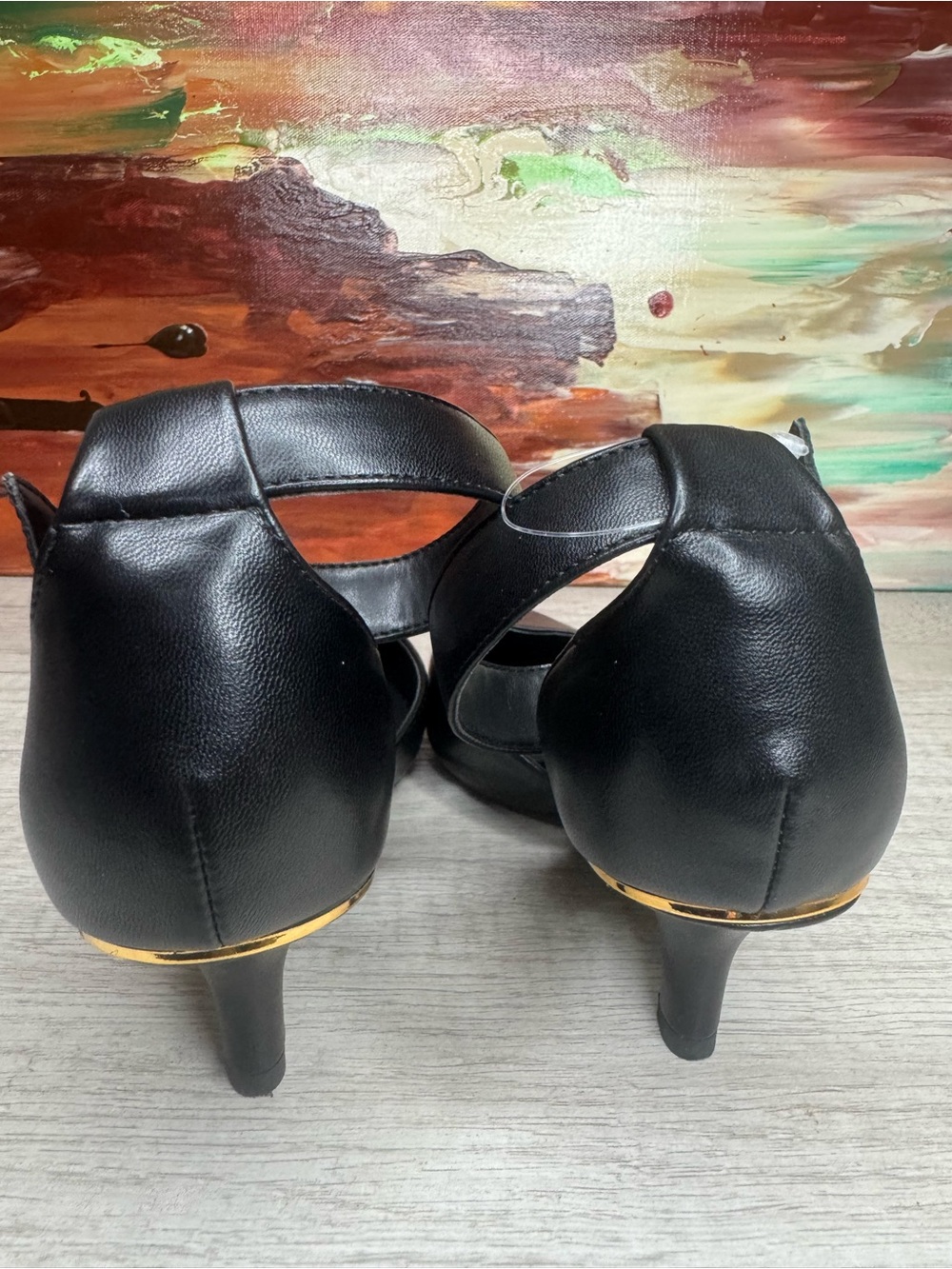 Anne Klein Iflex Black Pointed Toe Ankle Strap Heels Size 6.5 - Picture 6 of 10